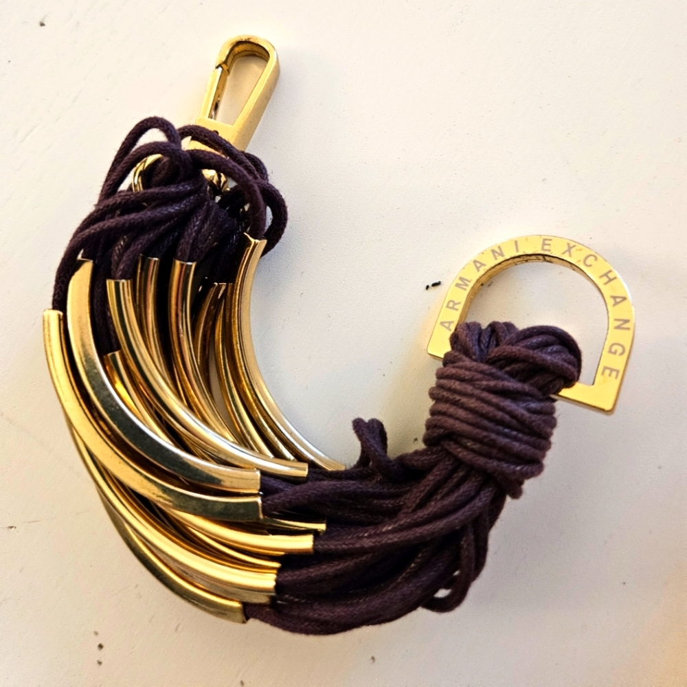 Armani Exchange Gold and Brown Key Holder